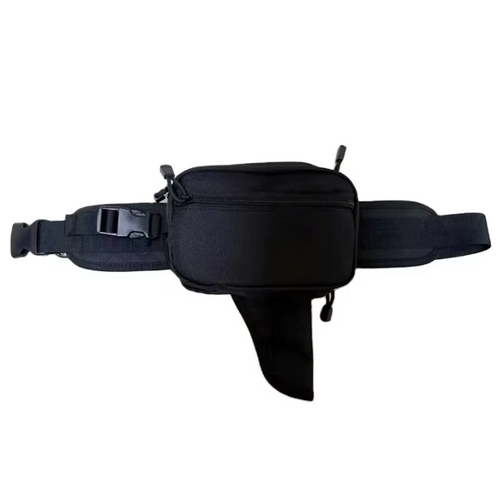 OnyxRig Utility Waist Bag in Black, front view with adjustable webbing belt